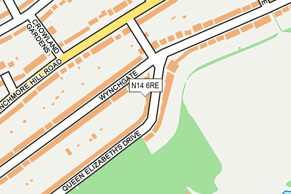 N14 6RE map - OS OpenMap – Local (Ordnance Survey)