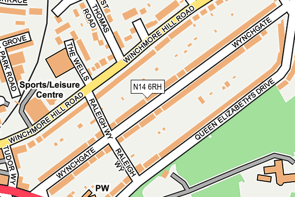 N14 6RH map - OS OpenMap – Local (Ordnance Survey)