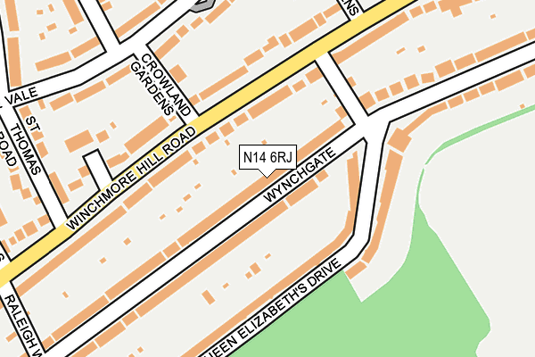 N14 6RJ map - OS OpenMap – Local (Ordnance Survey)