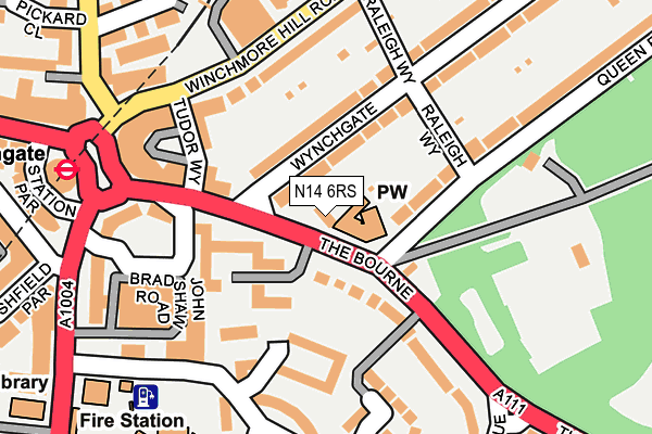 N14 6RS map - OS OpenMap – Local (Ordnance Survey)