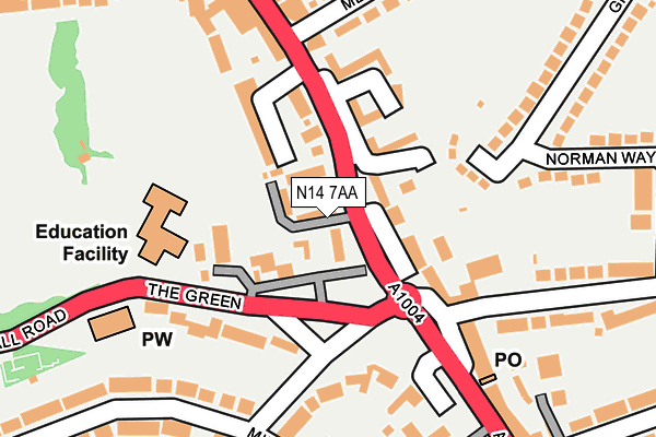 N14 7AA map - OS OpenMap – Local (Ordnance Survey)