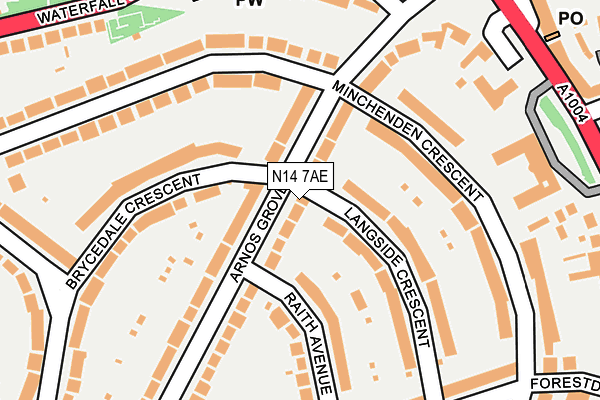 N14 7AE map - OS OpenMap – Local (Ordnance Survey)