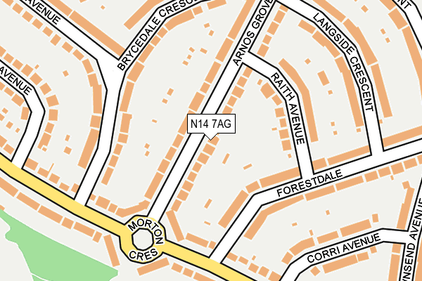 N14 7AG map - OS OpenMap – Local (Ordnance Survey)