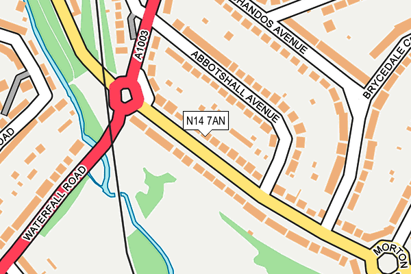 N14 7AN map - OS OpenMap – Local (Ordnance Survey)