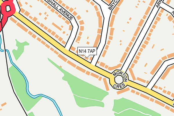 N14 7AP map - OS OpenMap – Local (Ordnance Survey)