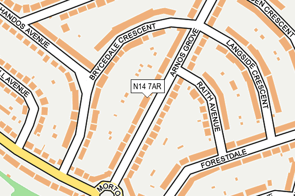 N14 7AR map - OS OpenMap – Local (Ordnance Survey)