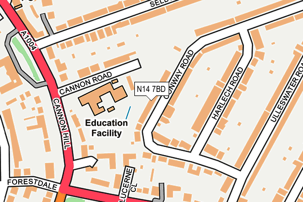 N14 7BD map - OS OpenMap – Local (Ordnance Survey)