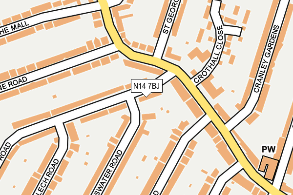 N14 7BJ map - OS OpenMap – Local (Ordnance Survey)