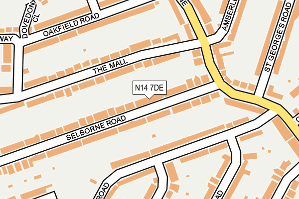 N14 7DE map - OS OpenMap – Local (Ordnance Survey)