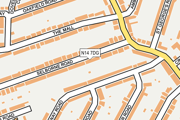 N14 7DG map - OS OpenMap – Local (Ordnance Survey)