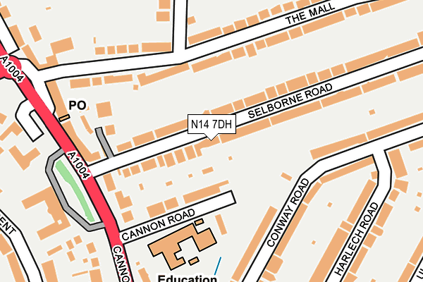 N14 7DH map - OS OpenMap – Local (Ordnance Survey)