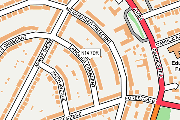 N14 7DR map - OS OpenMap – Local (Ordnance Survey)