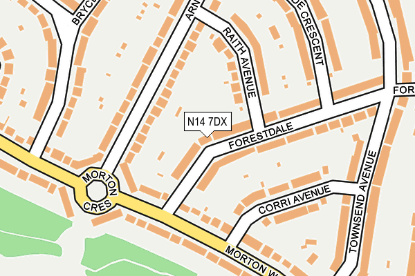 N14 7DX map - OS OpenMap – Local (Ordnance Survey)