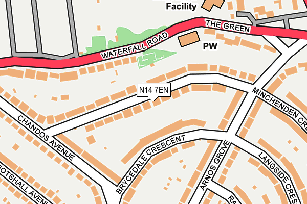 N14 7EN map - OS OpenMap – Local (Ordnance Survey)