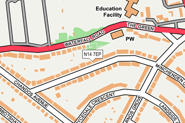 N14 7EP map - OS OpenMap – Local (Ordnance Survey)