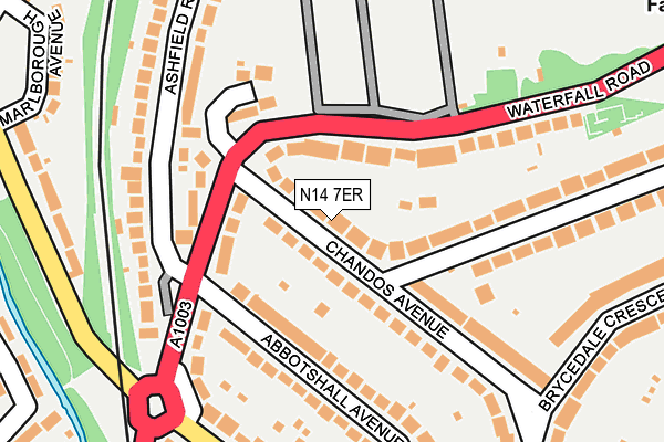 N14 7ER map - OS OpenMap – Local (Ordnance Survey)
