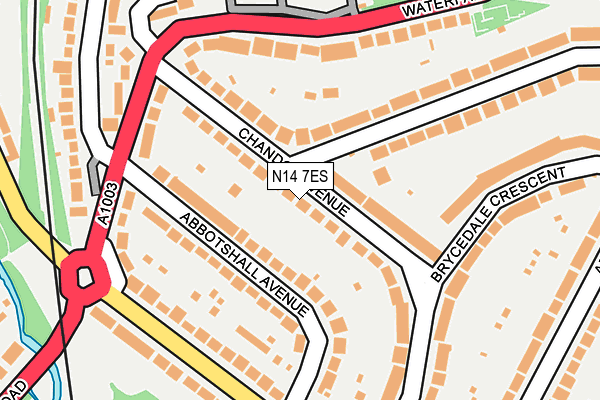 N14 7ES map - OS OpenMap – Local (Ordnance Survey)