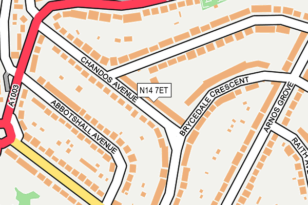 N14 7ET map - OS OpenMap – Local (Ordnance Survey)