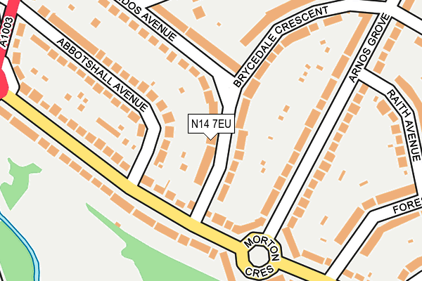 N14 7EU map - OS OpenMap – Local (Ordnance Survey)