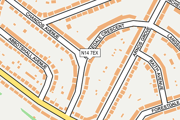 N14 7EX map - OS OpenMap – Local (Ordnance Survey)