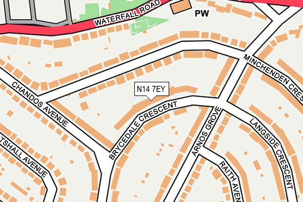 N14 7EY map - OS OpenMap – Local (Ordnance Survey)