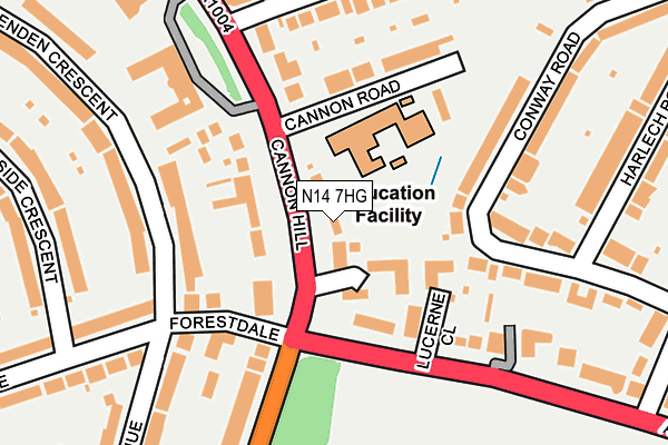 N14 7HG map - OS OpenMap – Local (Ordnance Survey)