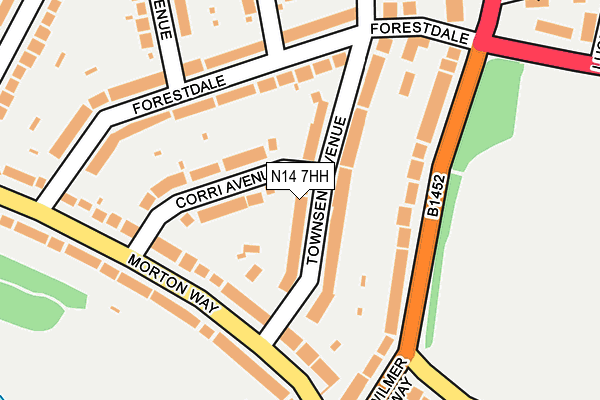 N14 7HH map - OS OpenMap – Local (Ordnance Survey)