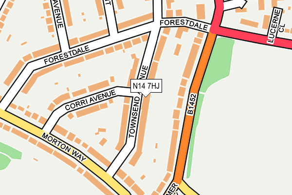 N14 7HJ map - OS OpenMap – Local (Ordnance Survey)