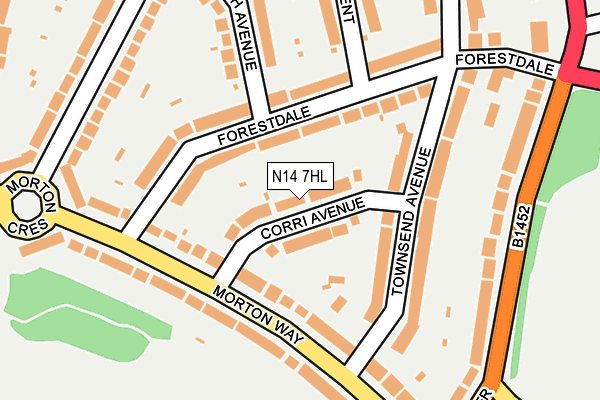 N14 7HL map - OS OpenMap – Local (Ordnance Survey)
