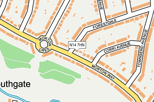 N14 7HN map - OS OpenMap – Local (Ordnance Survey)