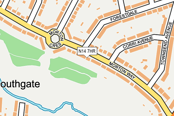 N14 7HR map - OS OpenMap – Local (Ordnance Survey)