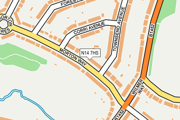 N14 7HS map - OS OpenMap – Local (Ordnance Survey)