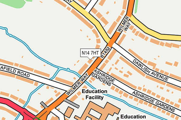 N14 7HT map - OS OpenMap – Local (Ordnance Survey)