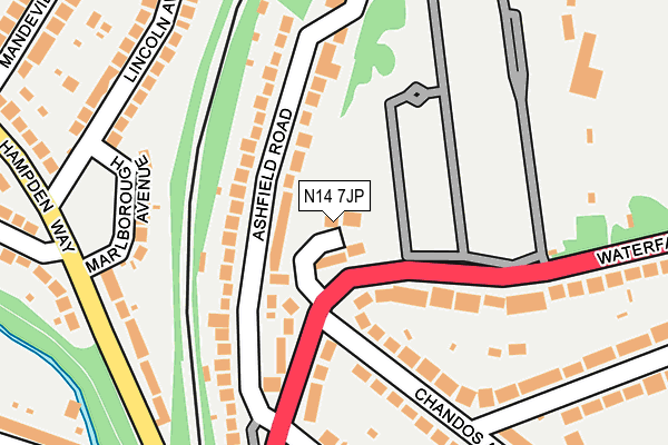 N14 7JP map - OS OpenMap – Local (Ordnance Survey)