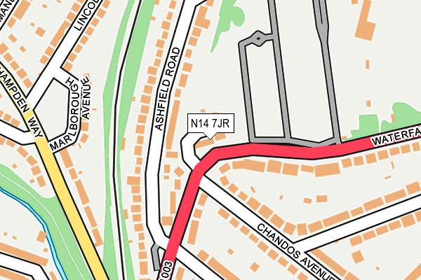 N14 7JR map - OS OpenMap – Local (Ordnance Survey)