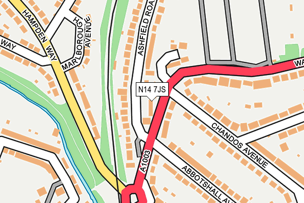 N14 7JS map - OS OpenMap – Local (Ordnance Survey)