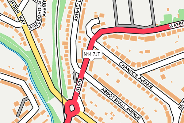 N14 7JT map - OS OpenMap – Local (Ordnance Survey)