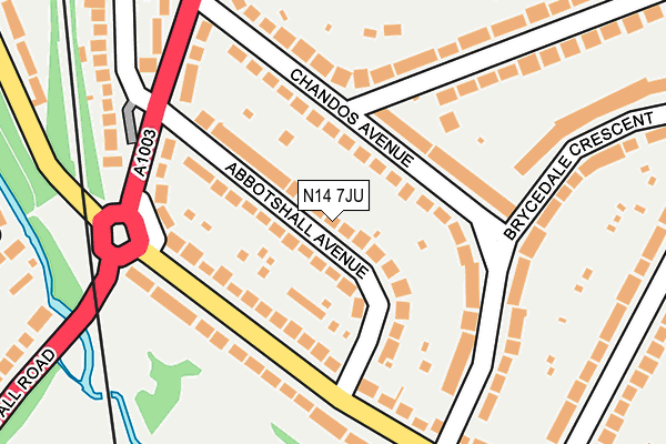 N14 7JU map - OS OpenMap – Local (Ordnance Survey)