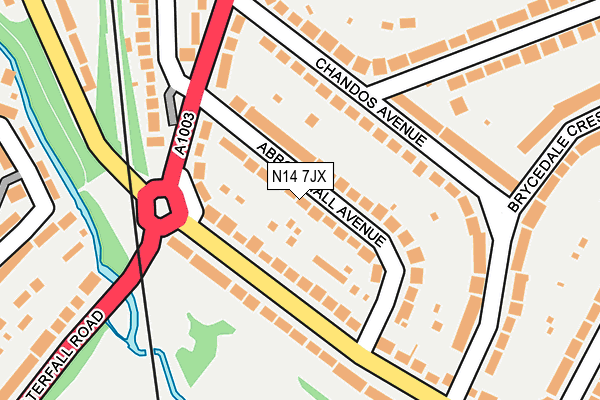 N14 7JX map - OS OpenMap – Local (Ordnance Survey)