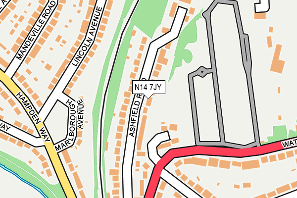 N14 7JY map - OS OpenMap – Local (Ordnance Survey)