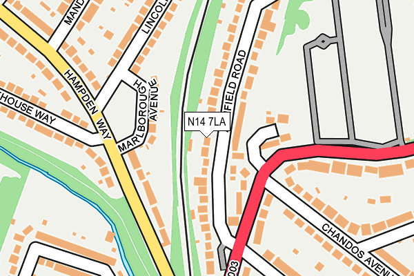 N14 7LA map - OS OpenMap – Local (Ordnance Survey)