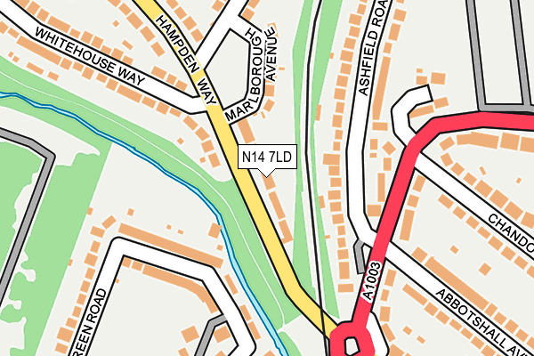 N14 7LD map - OS OpenMap – Local (Ordnance Survey)