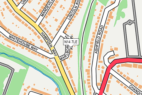 N14 7LE map - OS OpenMap – Local (Ordnance Survey)