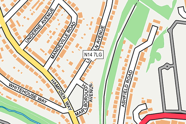 N14 7LG map - OS OpenMap – Local (Ordnance Survey)