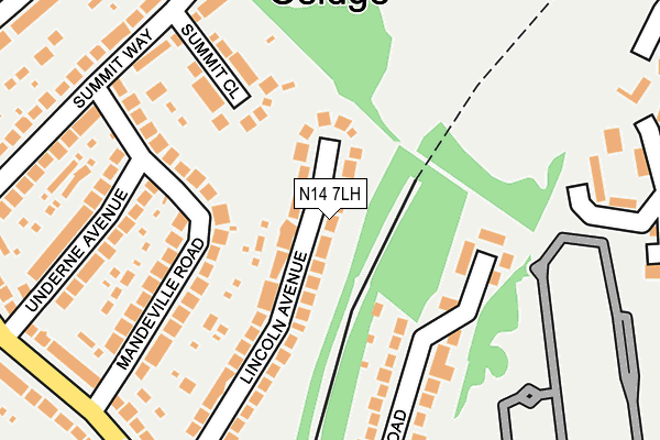 N14 7LH map - OS OpenMap – Local (Ordnance Survey)