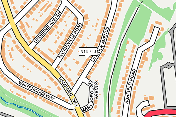N14 7LJ map - OS OpenMap – Local (Ordnance Survey)