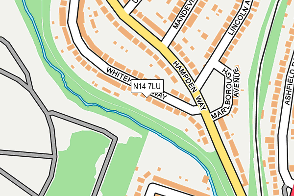 N14 7LU map - OS OpenMap – Local (Ordnance Survey)