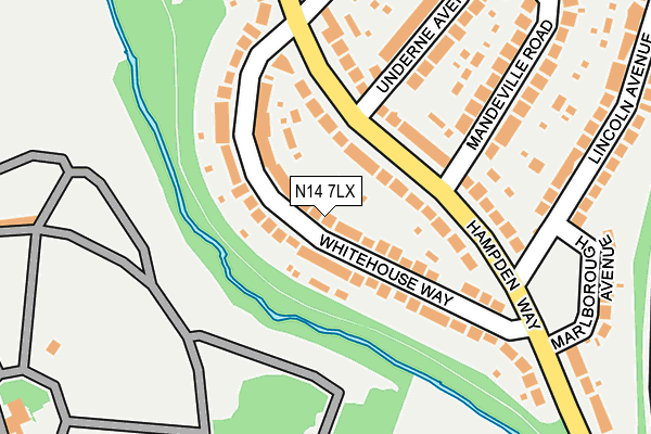 N14 7LX map - OS OpenMap – Local (Ordnance Survey)