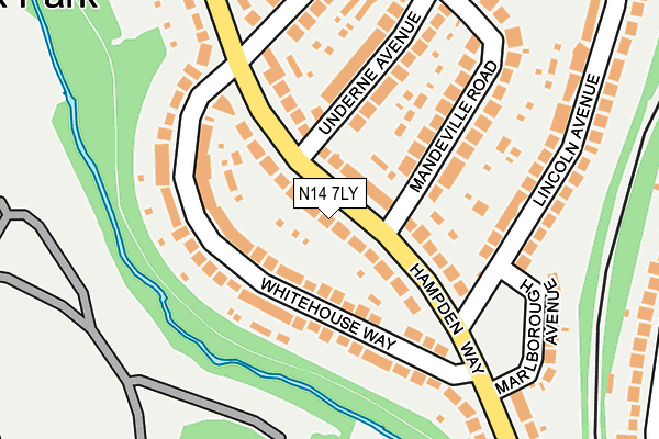 N14 7LY map - OS OpenMap – Local (Ordnance Survey)