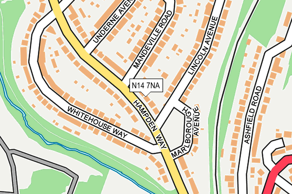 N14 7NA map - OS OpenMap – Local (Ordnance Survey)